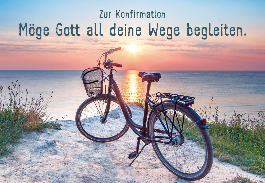 Konfirmation - Fahrrad am Strand bei Sonnenuntergang Konfirmation - Fahrrad am Strand bei Sonnenuntergang