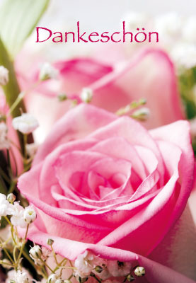 Kleine Kartengrüße - rosa Rosen zum Dank