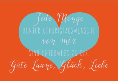 Geburtstag - Handlettering, orange mit Herz Geburtstag - Handlettering, orange mit Herz
