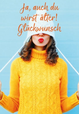 Jugendgeburtstag - gelber Strickpullover, weiße Mütze Jugendgeburtstag - gelber Strickpullover, weiße Mütze