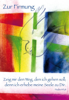 Firmung - Glückwunschkarte illustriert Kreuz und Taube Firmung - Glückwunschkarte illustriert Kreuz und Taube