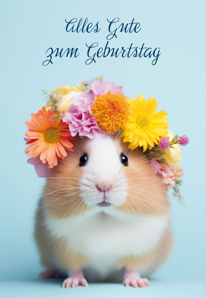 Geburtstag - Hamster mit Blumenkranz Geburtstag - Hamster mit Blumenkranz
