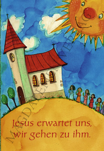Kommunion - Doppelkarte Kirche auf Hügel Kommunion - Doppelkarte Kirche auf Hügel