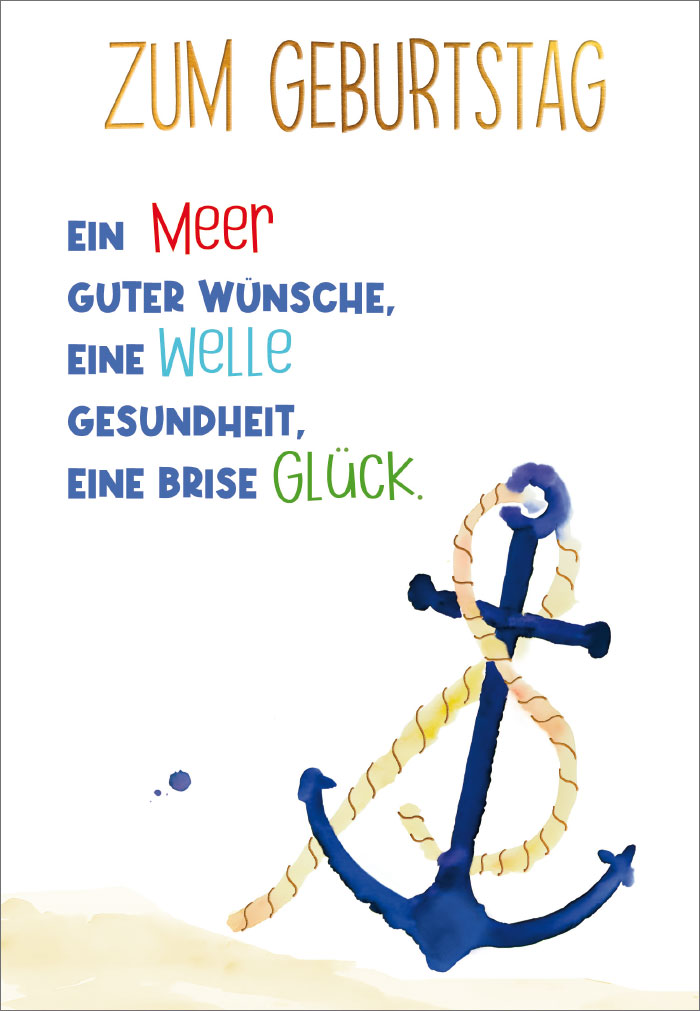 Geburtstag - gemalter, blauer Anker Geburtstag - gemalter, blauer Anker