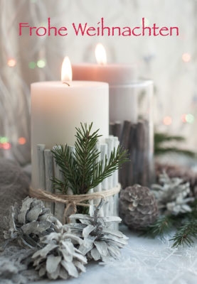 Weihnachten - weiße, brennende Kerzen 