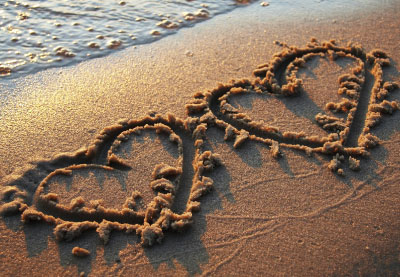 Glücksmomente - Doppelkarte Herzen im Sand Glücksmomente - Doppelkarte Herzen im Sand