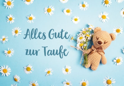 Taufe - Teddybär, Gänseblümchen  Taufe - Teddybär, Gänseblümchen