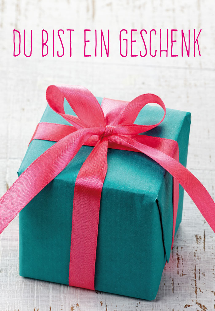 Glückwunsch - türkises Geschenk mit Schleife Glückwunsch - türkises Geschenk mit Schleife