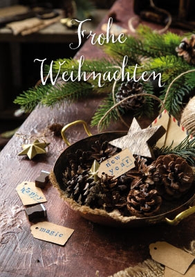 Weihnachten - Kleine Kartengrüße Schale, Zapfen, Stern  Weihnachten - Kleine Kartengrüße Schale, Zapfen, Stern
