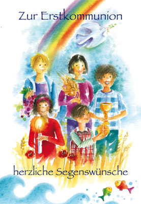 Kommunion - Doppelkarte Kinder, Wasser, Regenbogen