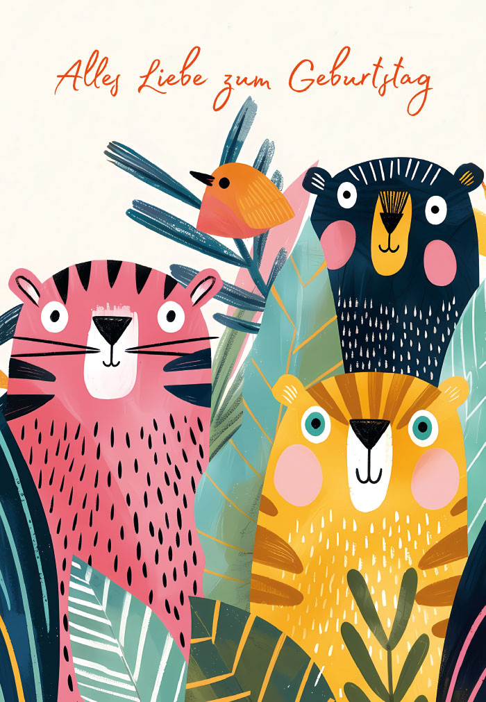 Geburtstag - bunte Bären, illustriert Geburtstag - bunte Bären, illustriert