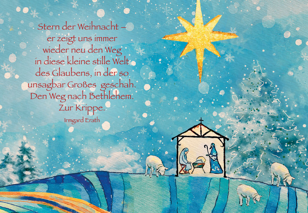 Weihnachten - Weihnachtskrippe, blau, Stern