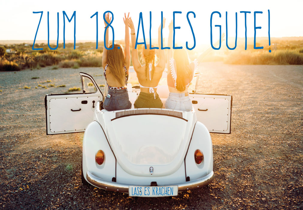 Zahlengeburtstag - Oldtimer Cabrio, feiernde Frauen Zahlengeburtstag - Oldtimer Cabrio, feiernde Frauen