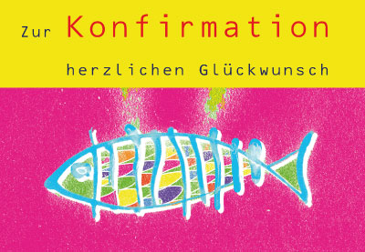 Konfirmation - Doppelkarte illustrierter Fisch