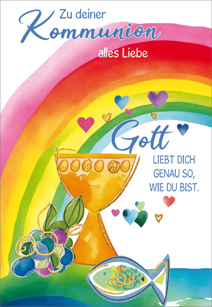 Kommunion - Regenbogen, Kelch, Weintrauben Kommunion - Regenbogen, Kelch, Weintrauben