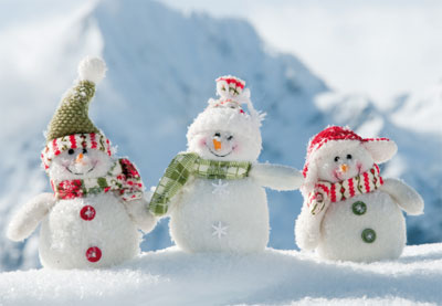 Winterliche Motiv - Glückwunschkarte, 3 lustige Schneemänner Winterliche Motiv - Glückwunschkarte, 3 lustige Schneemänner