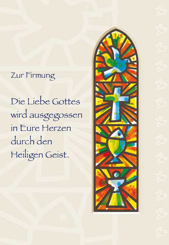 Firmung -Glückwunschkarte farbiges Kirchenfenster Firmung -Glückwunschkarte farbiges Kirchenfenster