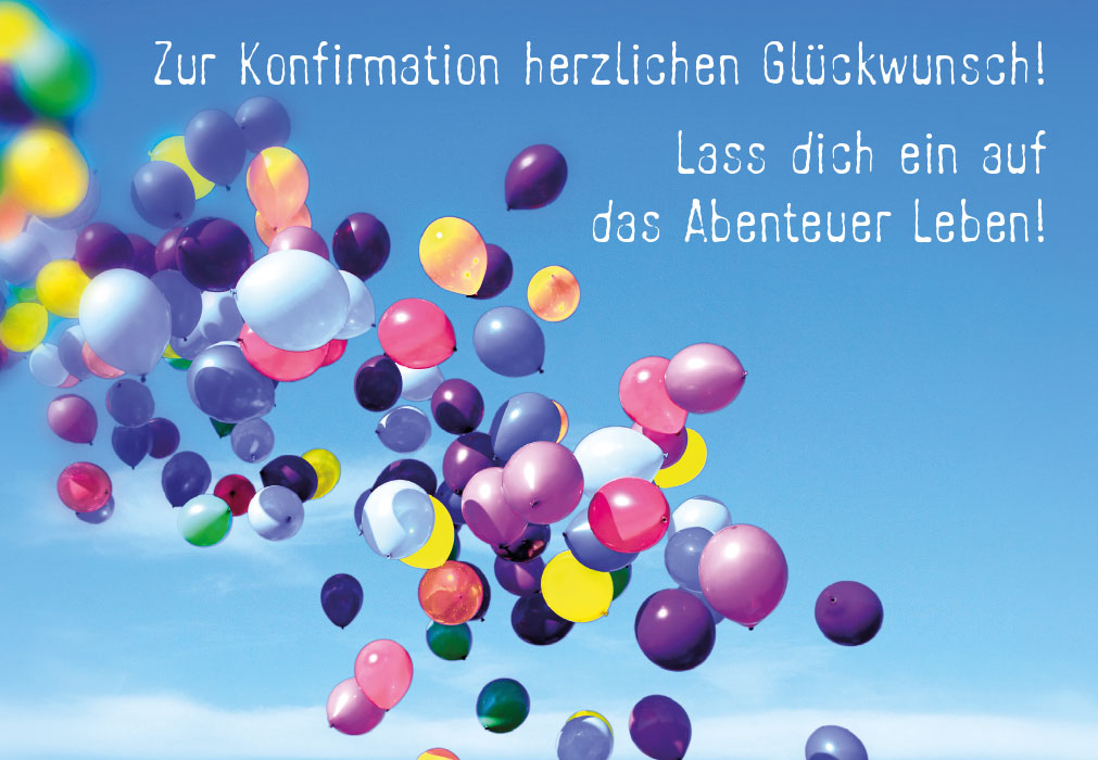 Konfirmation - viele bunte Luftballons am Himmel Konfirmation - viele bunte Luftballons am Himmel