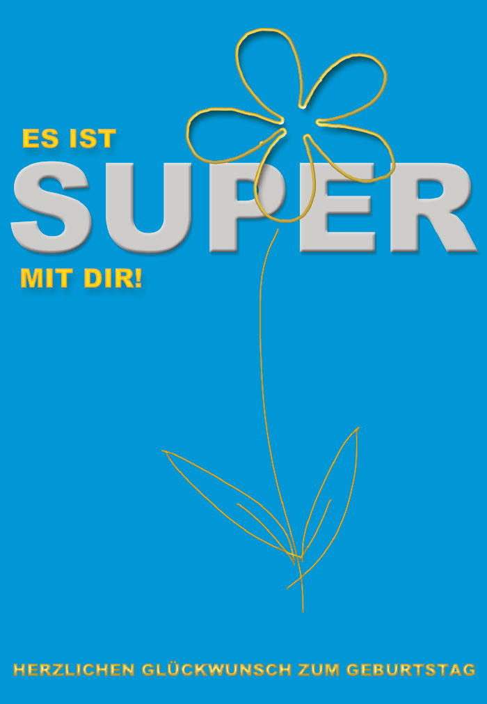 Geburtstag - Gänseblümchen auf blauem Grund, Illustration Geburtstag - Gänseblümchen auf blauem Grund, Illustration