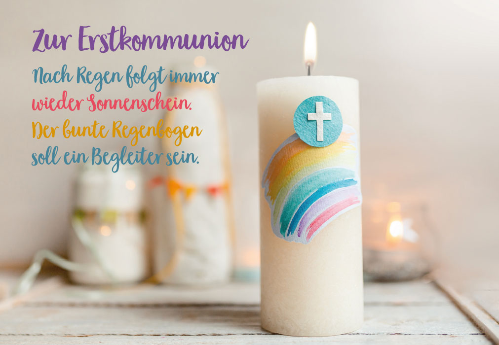 Kommunion - Kerze, Kreuz, Regenbogen Kommunion - Kerze, Kreuz, Regenbogen
