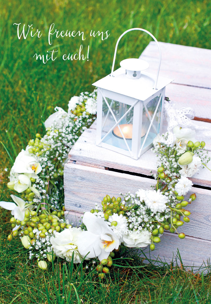 Hochzeit - Hochzeitskranz, Windlicht, weiß