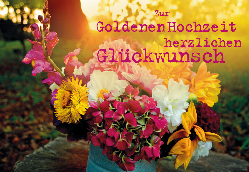 Goldhochzeit - großer, bunter Blumenstrauß