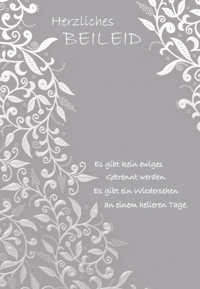 Trauer - feine Blätterornamente, grau/weiß Trauer - feine Blätterornamente, grau/weiß