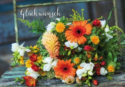 Blumen - Gerbera und Freesien als Gesteck  Blumen - Gerbera und Freesien als Gesteck