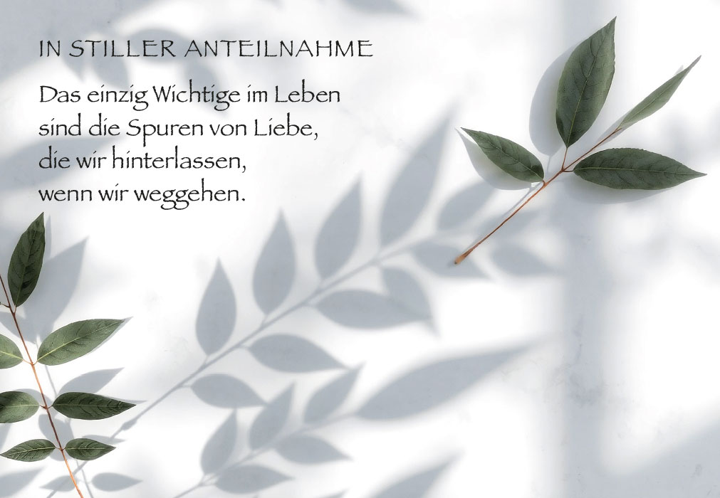 Trauer - Blätterzweig grau