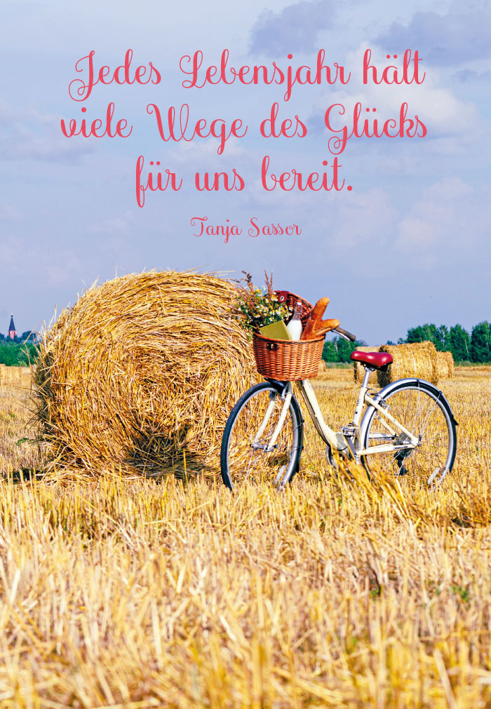 Geburtstag - Strohballen, Fahrrad, Korb Geburtstag - Strohballen, Fahrrad, Korb