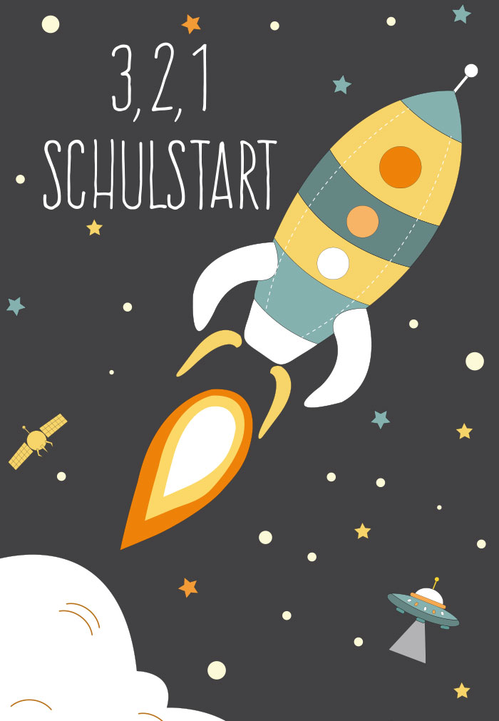 Schulanfang - startende Rakete, Illustration Schulanfang - startende Rakete, Illustration