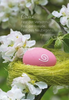 Ostern - rosa Ei in grünem Nest