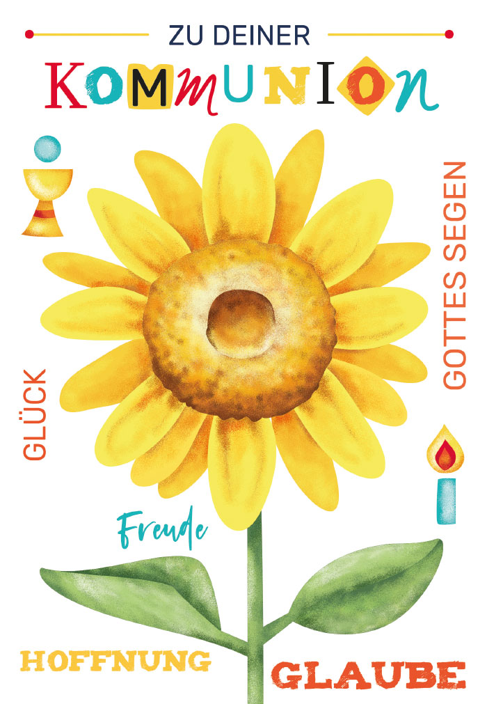 Kommunion - Illustration, Sonnenblume, Leben
