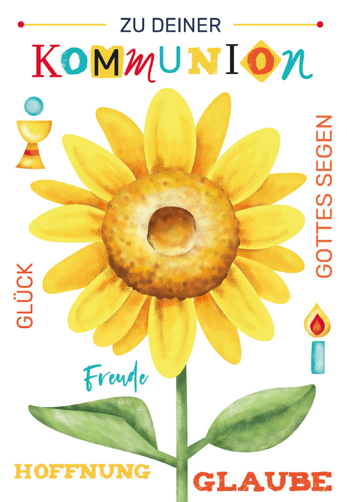 Kommunion - Illustration, Sonnenblume, Leben Kommunion - Illustration, Sonnenblume, Leben