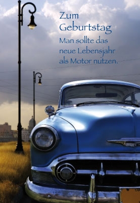 (Männer) Geburtstag - blauer Oldtimer nach Gewitter (Männer) Geburtstag - blauer Oldtimer nach Gewitter
