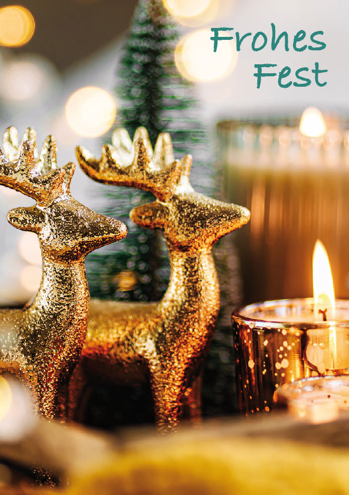 Weihnachten - Kleine Kartengrüße goldene Hirschen Weihnachten - Kleine Kartengrüße goldene Hirschen