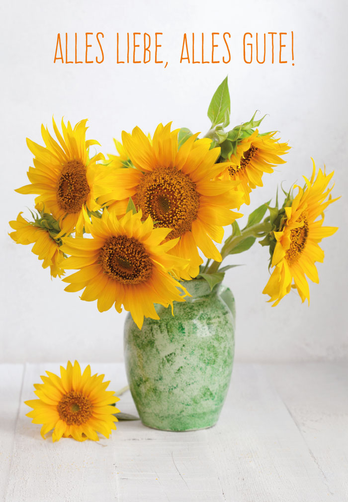 Blumen - Sonnenblumen in grüner Vase Blumen - Sonnenblumen in grüner Vase