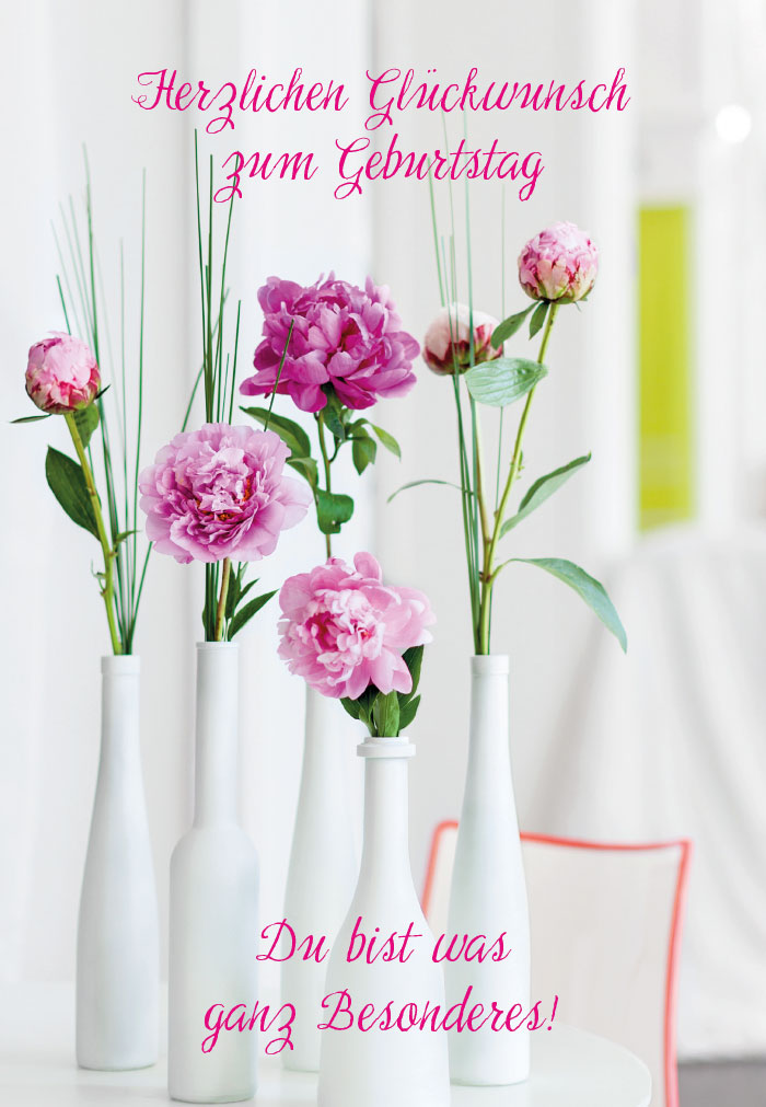 Geburtstag - rosa, weiß-rosa, Nelken in Vasen