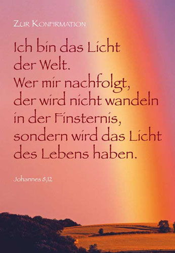 Konfirmation - Glückwunschkarte,  Regenbogen im Abendrot Konfirmation - Glückwunschkarte,  Regenbogen im Abendrot