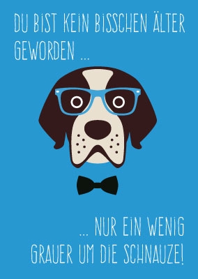 Postkarte - Hund mit Brille, illustriert Postkarte - Hund mit Brille, illustriert