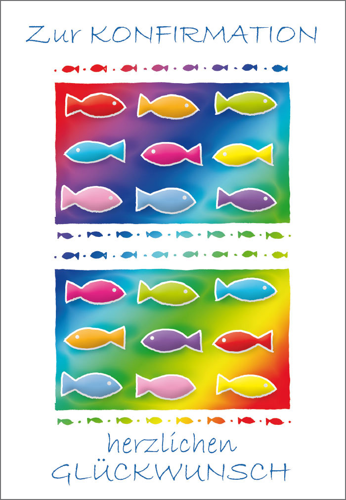 Konfirmation - viele, bunte Fische, Illustration Konfirmation - viele, bunte Fische, Illustration