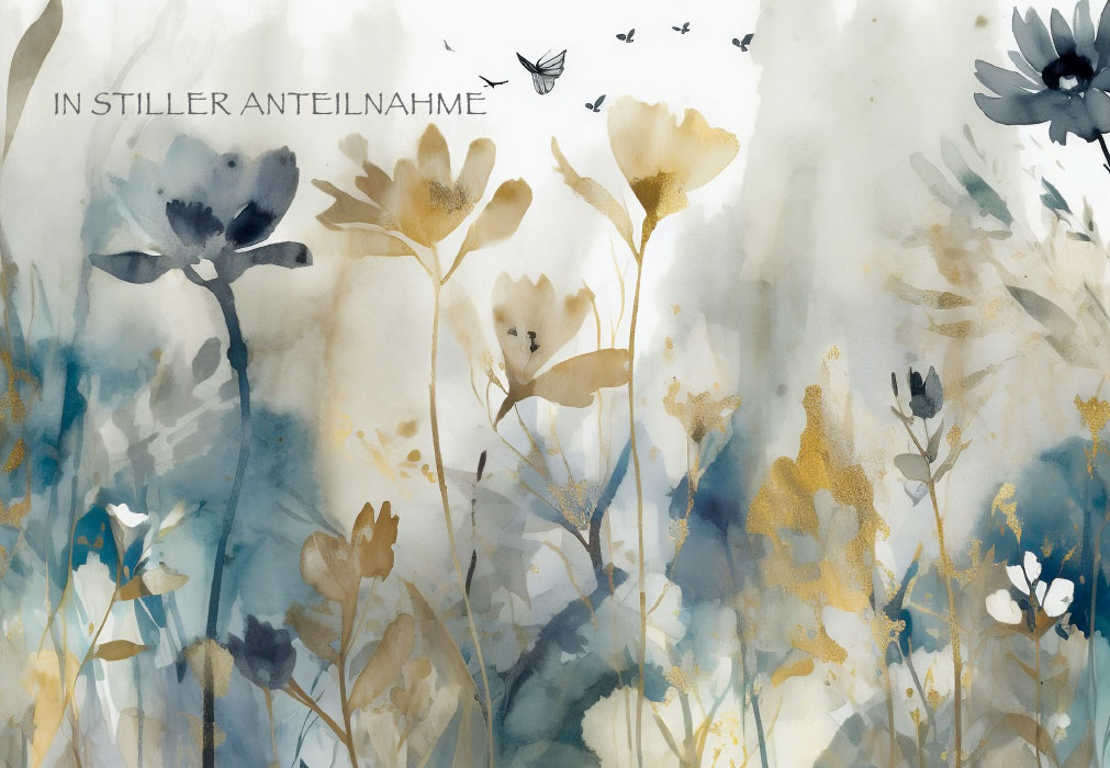 Trauer - Dunkle Blumen in grau, Aquarell Trauer - Dunkle Blumen in grau, Aquarell