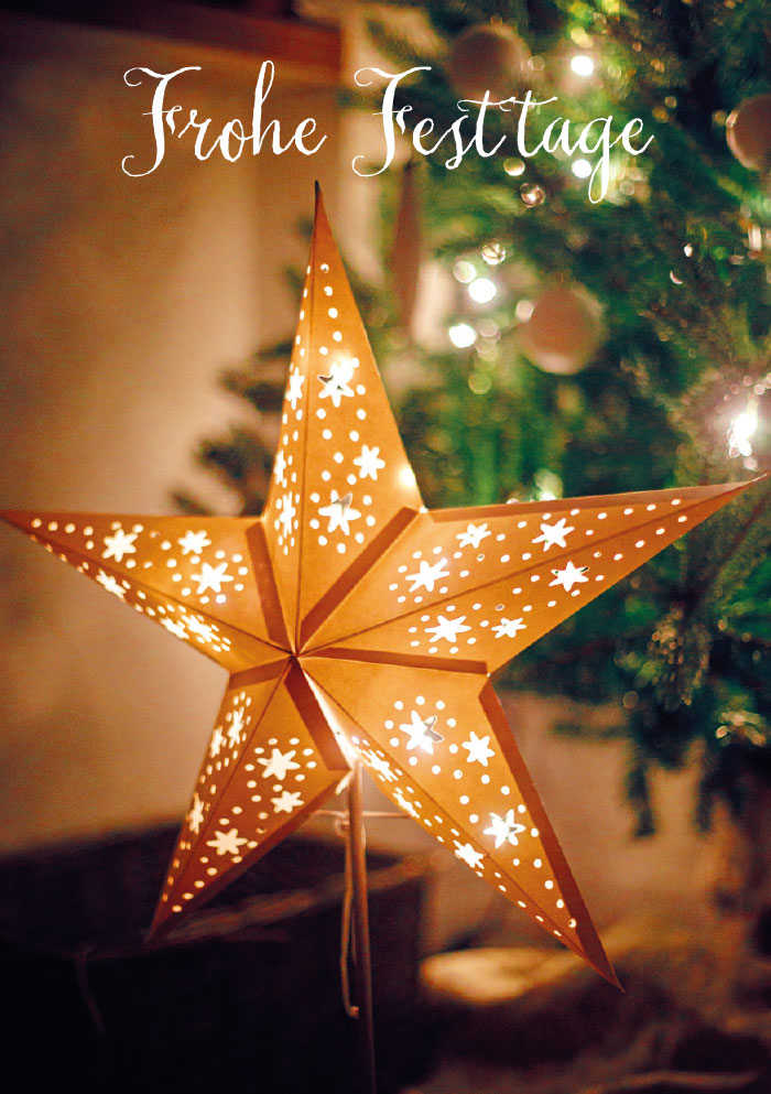 Weihnachten - Kleine Kartengrüße leuchtender Weihnachtsstern