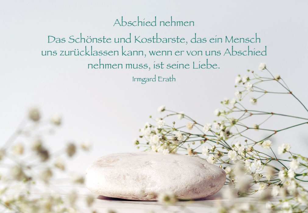 Trauer - weiße feine Blüten, Stein