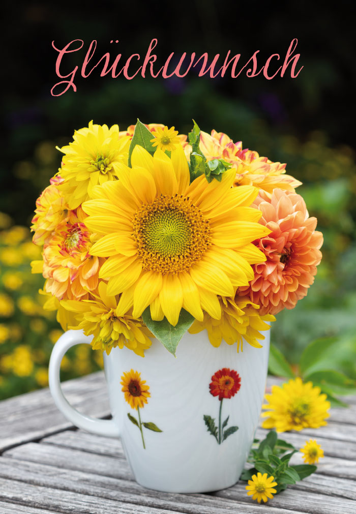Blumen - Sonnenblumen in Tasse Blumen - Sonnenblumen in Tasse