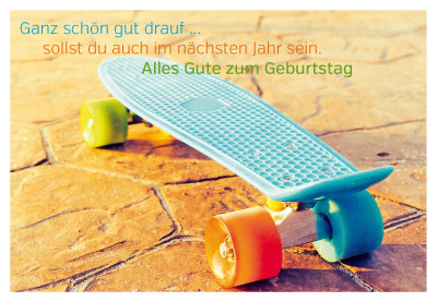 Geburtstag - Doppelkarte Mini-Skateboard