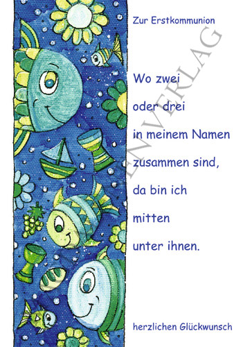 Kommunion - Doppelkarte Fische  Kommunion - Doppelkarte Fische