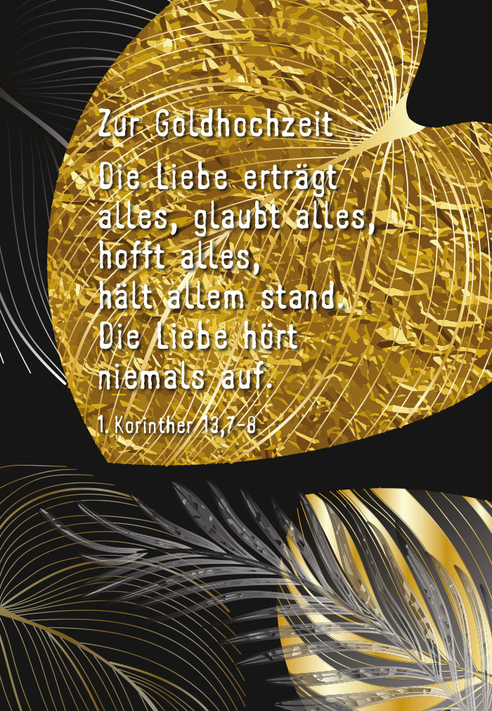 Goldhochzeit - goldenes Blatt auf schwarzem Grund Goldhochzeit - goldenes Blatt auf schwarzem Grund