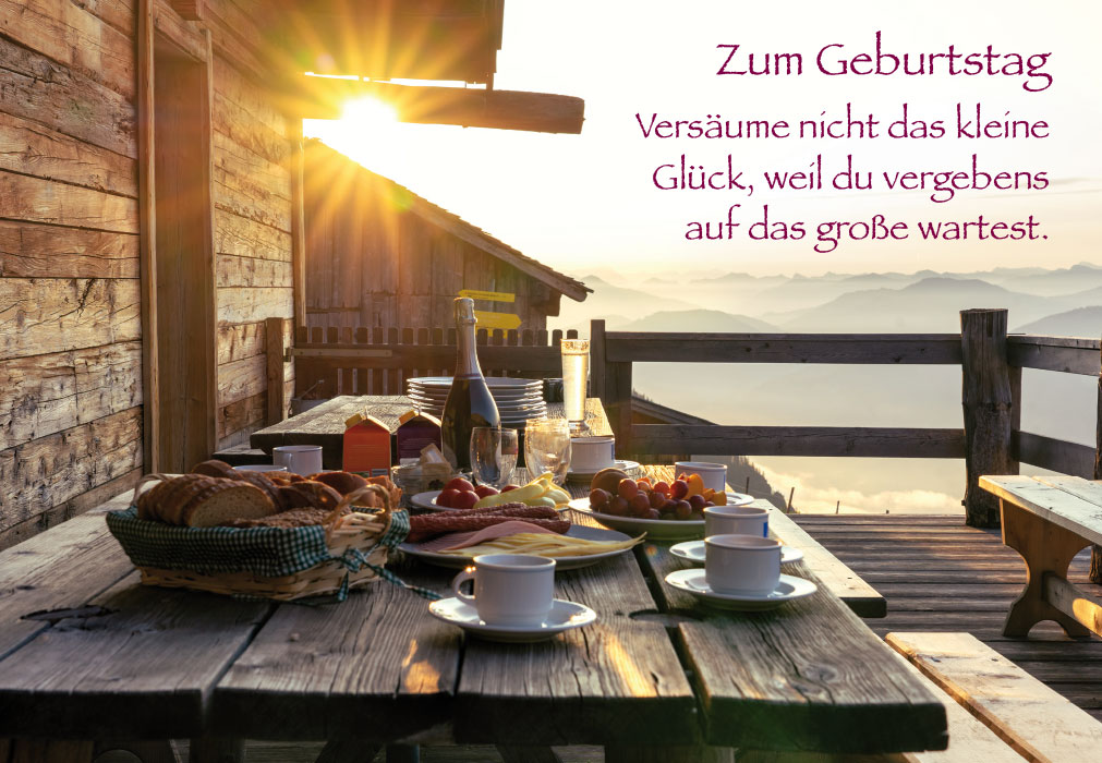 Geburtstag - Berghütte, Frühstückstisch im Freien Geburtstag - Berghütte, Frühstückstisch im Freien