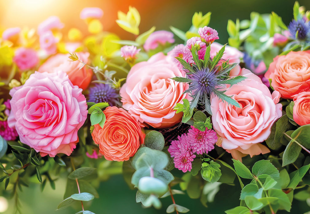 Blumen - rosa und orangene Rosen Blumen - rosa und orangene Rosen